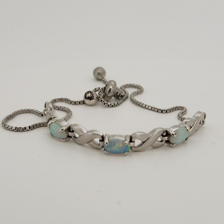 925 sterling silver Opal Slider bracelet