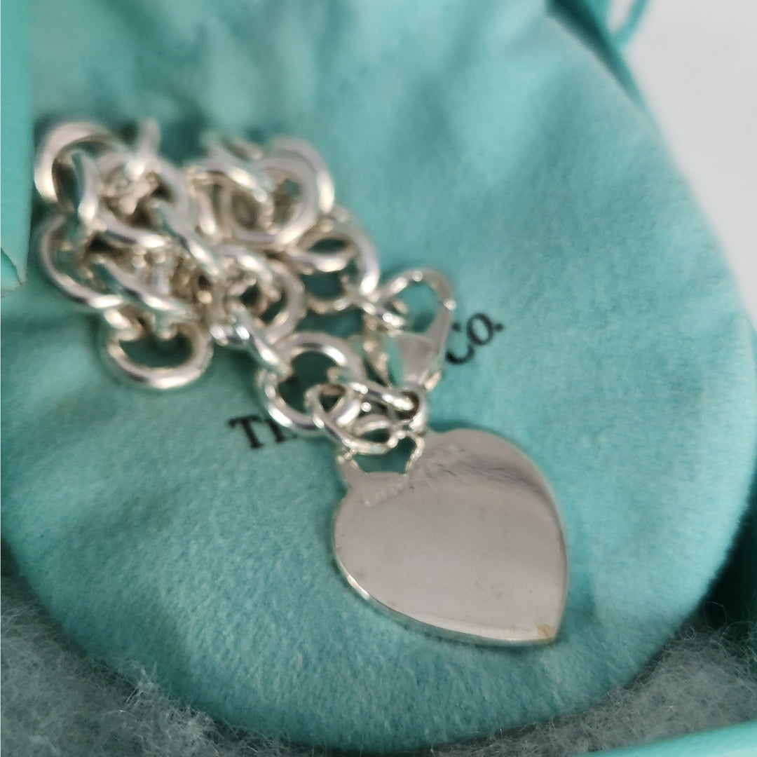 Tiffany & Co. Sterling Silver Heart Tag Chain Bracelet
