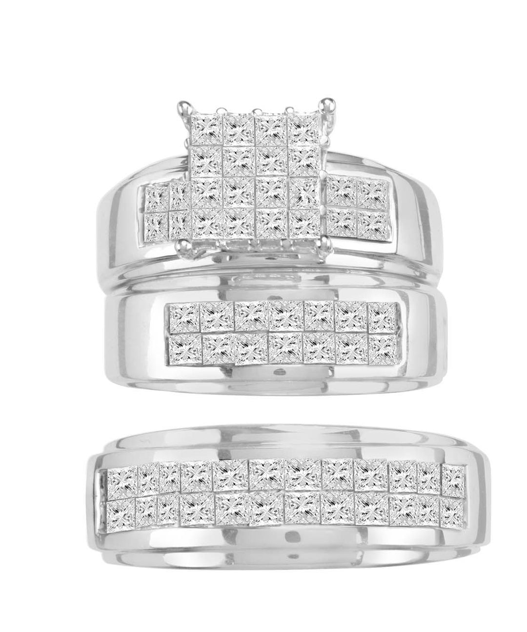 14k White Gold 0.75CT Lab Diamond Trio Jewelry Set