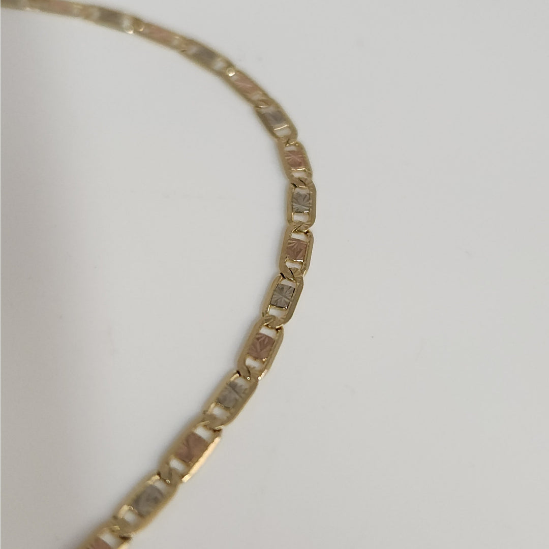 14K  Tri-Color Gold Diamond Cut Link  Necklace 24"