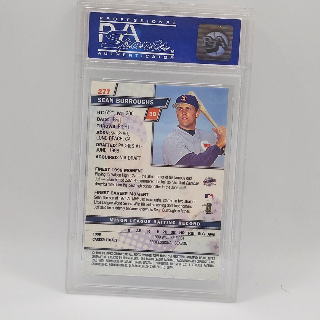 1999 Topps Finest Sean Burroughs Rookie #277 San Diego Padres PSA 9 Mint Card