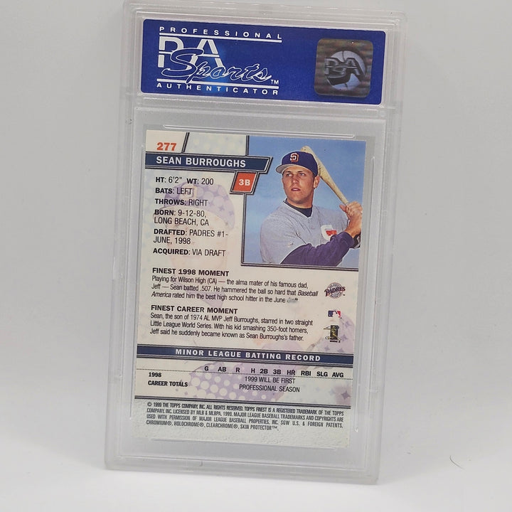 1999 Topps Finest Sean Burroughs Rookie #277 San Diego Padres PSA 9 Mint Card