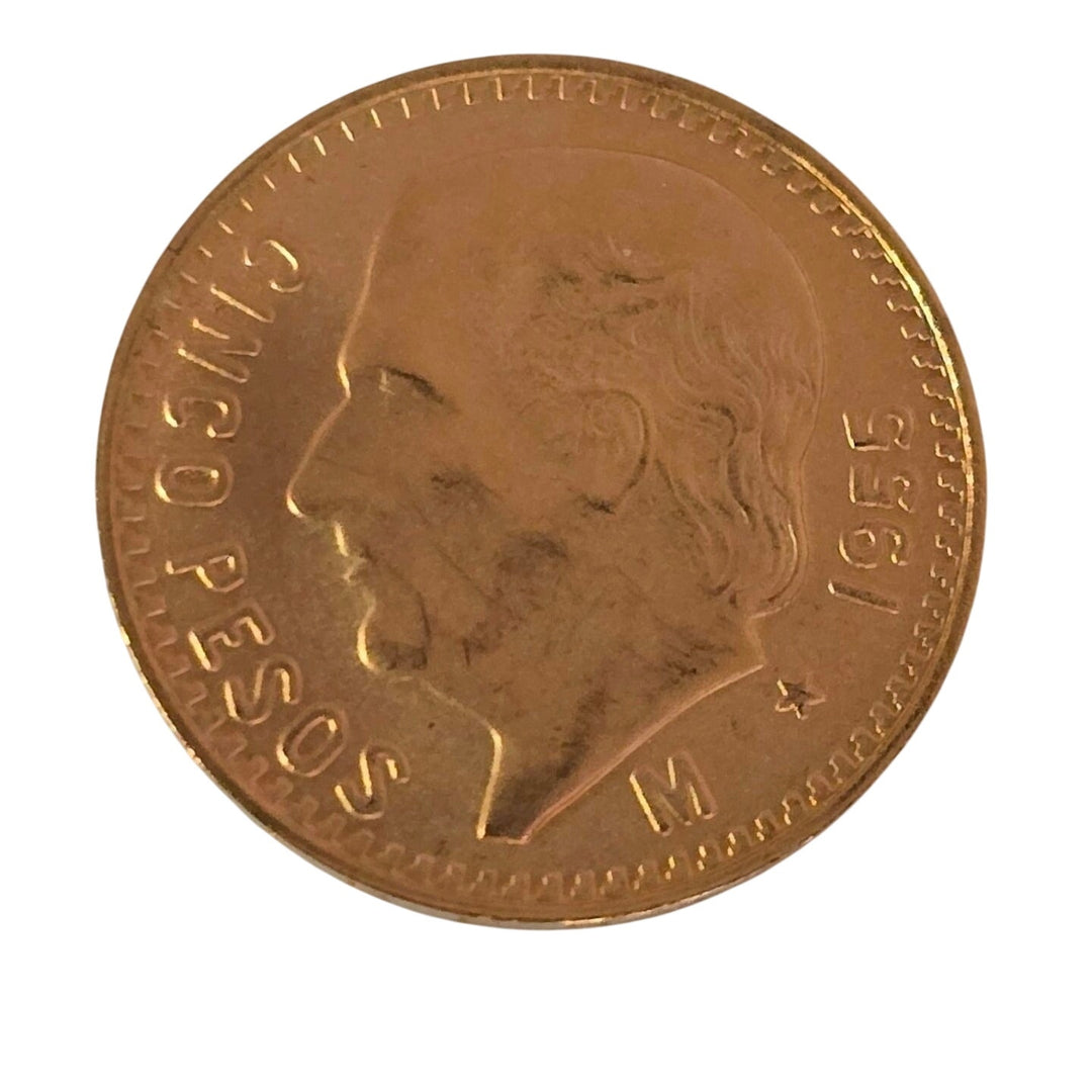 1955 Mexico Gold 5 Pesos Hidalgo – 90% Gold Mexican Coin