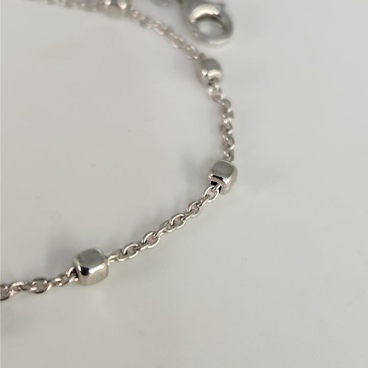 925 Sterling Silver Beaded Adjustable Anklet 10"