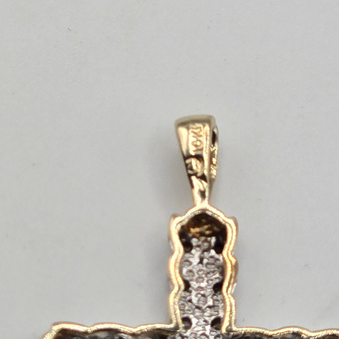 10K Yellow & White Gold Diamond Cross Pendant 2.2 Grams