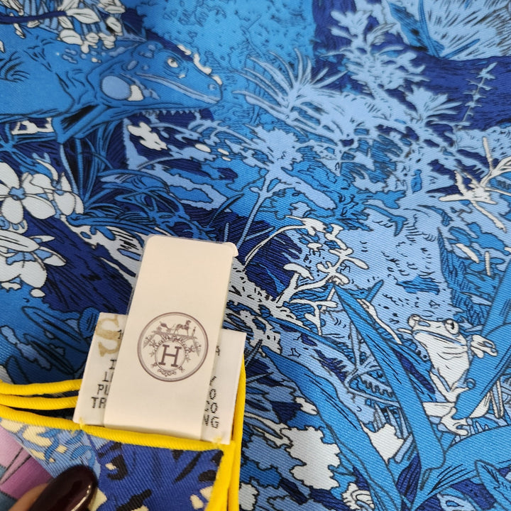 New Hermes Silk Scarf 70cm 100% Silk Blue/Rose Color
