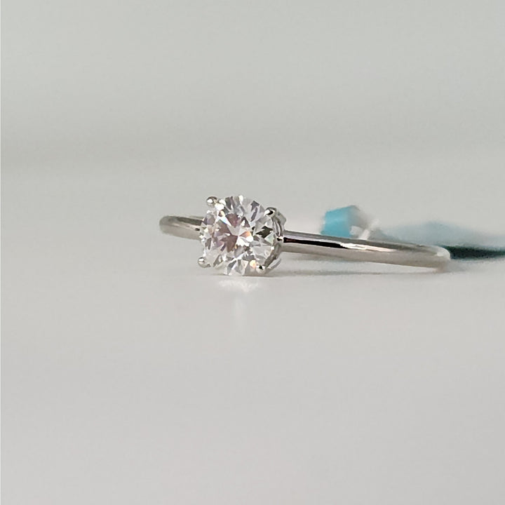 0.6 CTW Moissanite Solitaire Sterling Silver Ring size 9