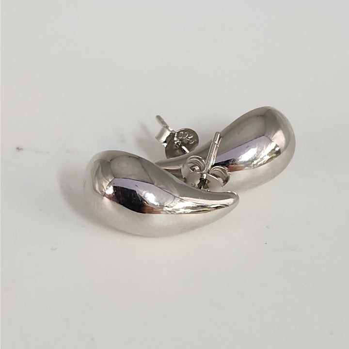 925 Sterling Silver  Teardrop Stud Earrings Bold Polished