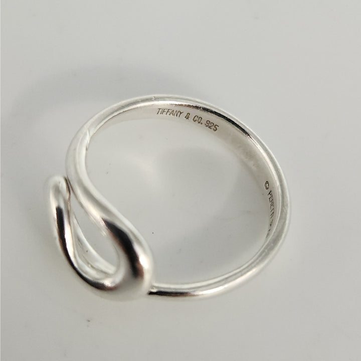 Tiffany & Co. Elsa Peretti Sterling Silver Open Teardrop Snake Ring Size 6.5 With Box And Pouch