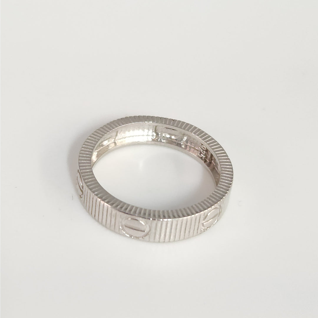 925 Sterling Silver Screw Motif Band Textured Design Ring size 7.5
