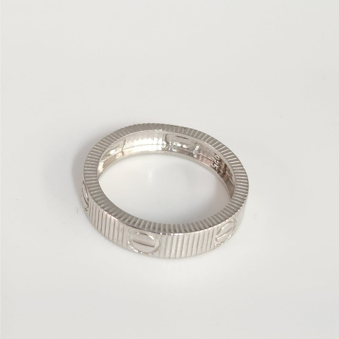 925 Sterling Silver Screw Motif Band Textured Design Ring size 7.5