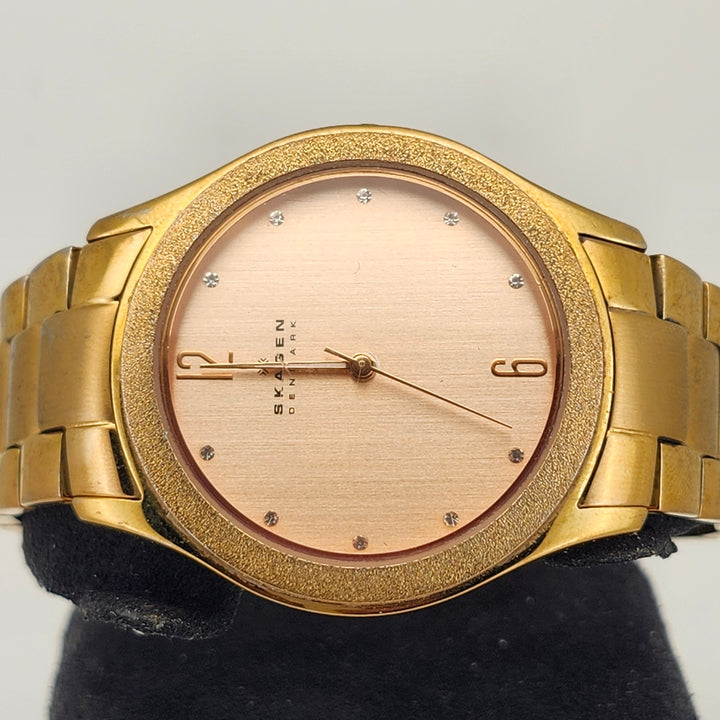 Skagen Denmark Gold Tone Diamond Accent Stainless Steel Women's Watch SKW2095