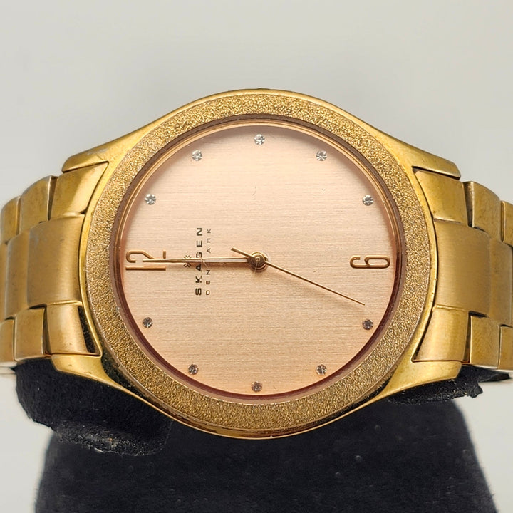 Skagen Denmark Gold Tone Diamond Accent Stainless Steel Women's Watch SKW2095