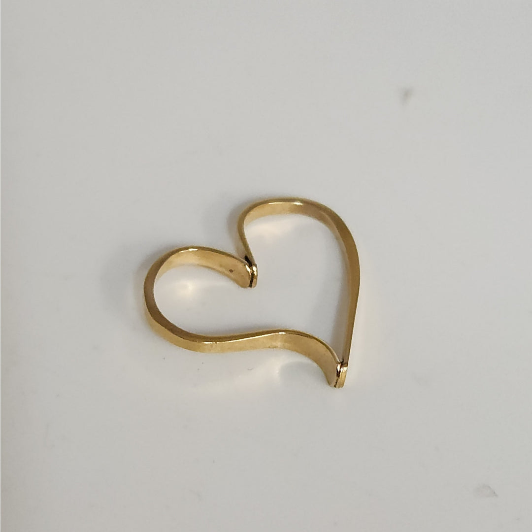 10K Yellow Gold Open Heart Pendant Minimalist Love Charm
