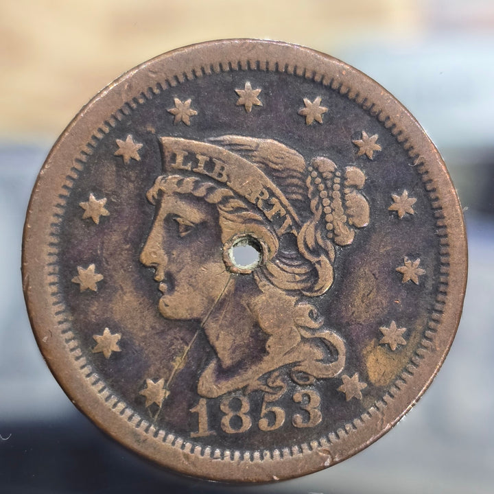 Lot of 6 Early U.S. Copper Large Cents & Half Cent 1800s Vintage Coins