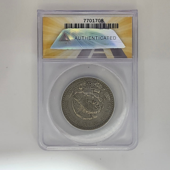 1947-Mo Mexico One Peso Silver Morelos Coin ANACS AU 50 Details Cleaned