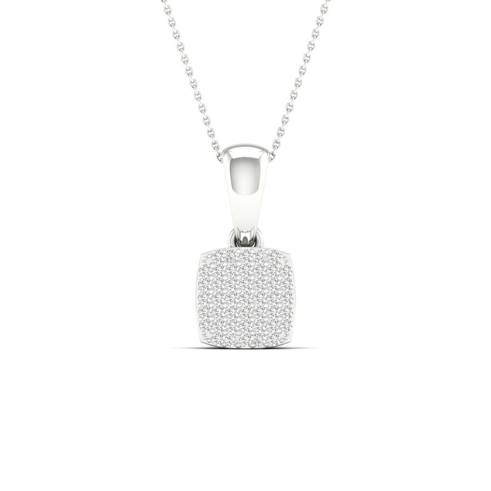 Chic 10k White Gold 0.12CT Lab Diamond Pendant Necklace