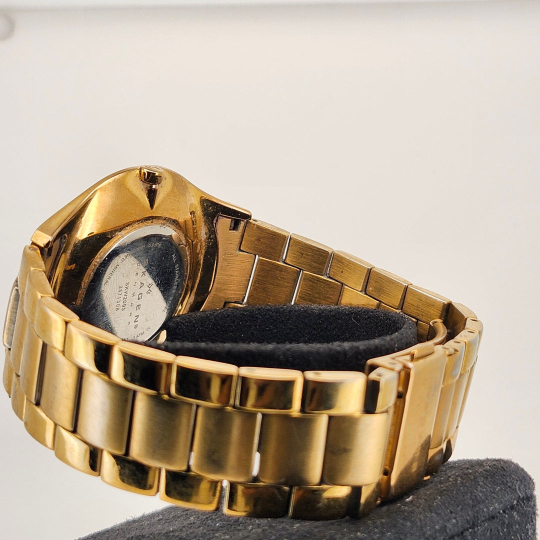 Skagen Denmark Gold Tone Diamond Accent Stainless Steel Women's Watch SKW2095