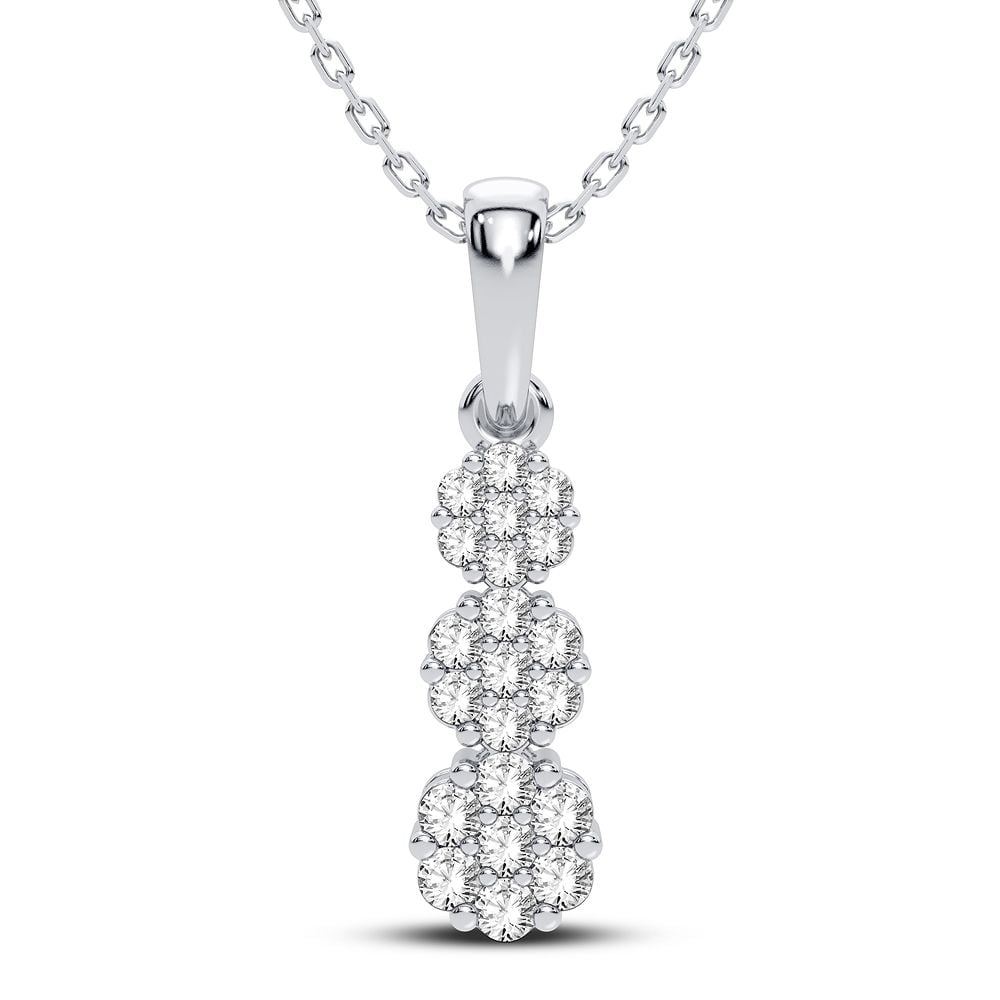 Refined White Gold Diamond Pendant - Timeless Elegance