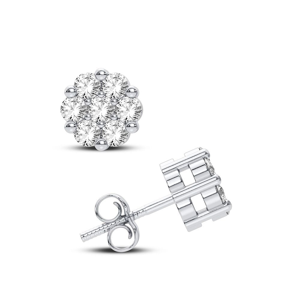 Sparkling 10k White Gold Diamond Stud Earrings for Women