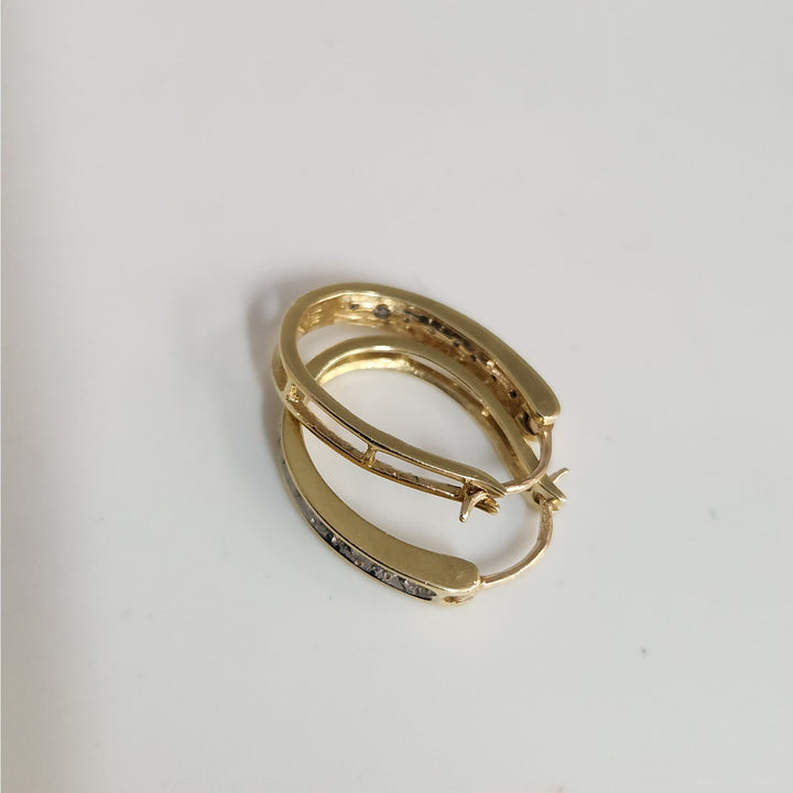 10k Yellow Gold Diamond Hoop Earrings