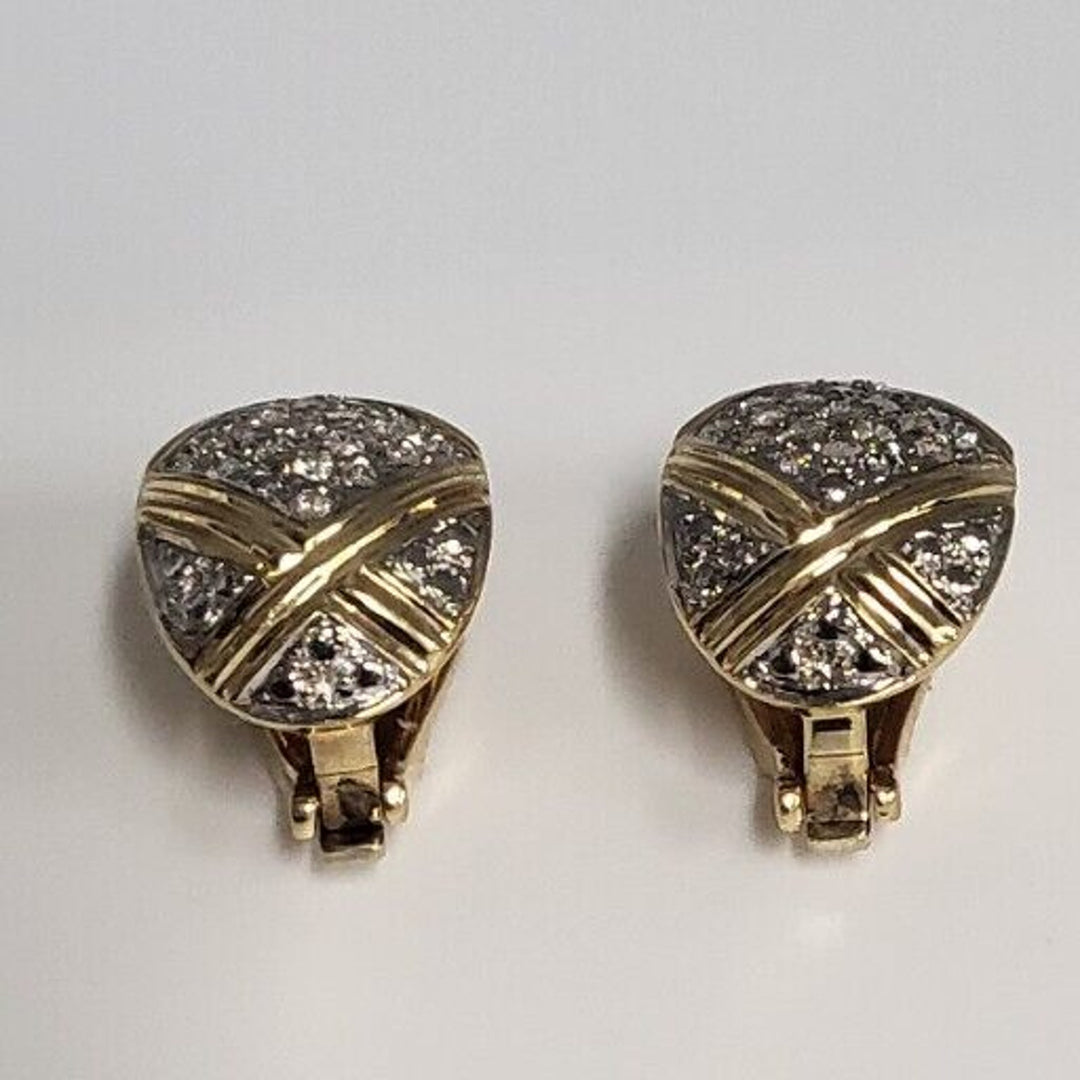 Beautiful Art 14k Diamond Yellow-White Gold Earrings With 10.7g Of Gold