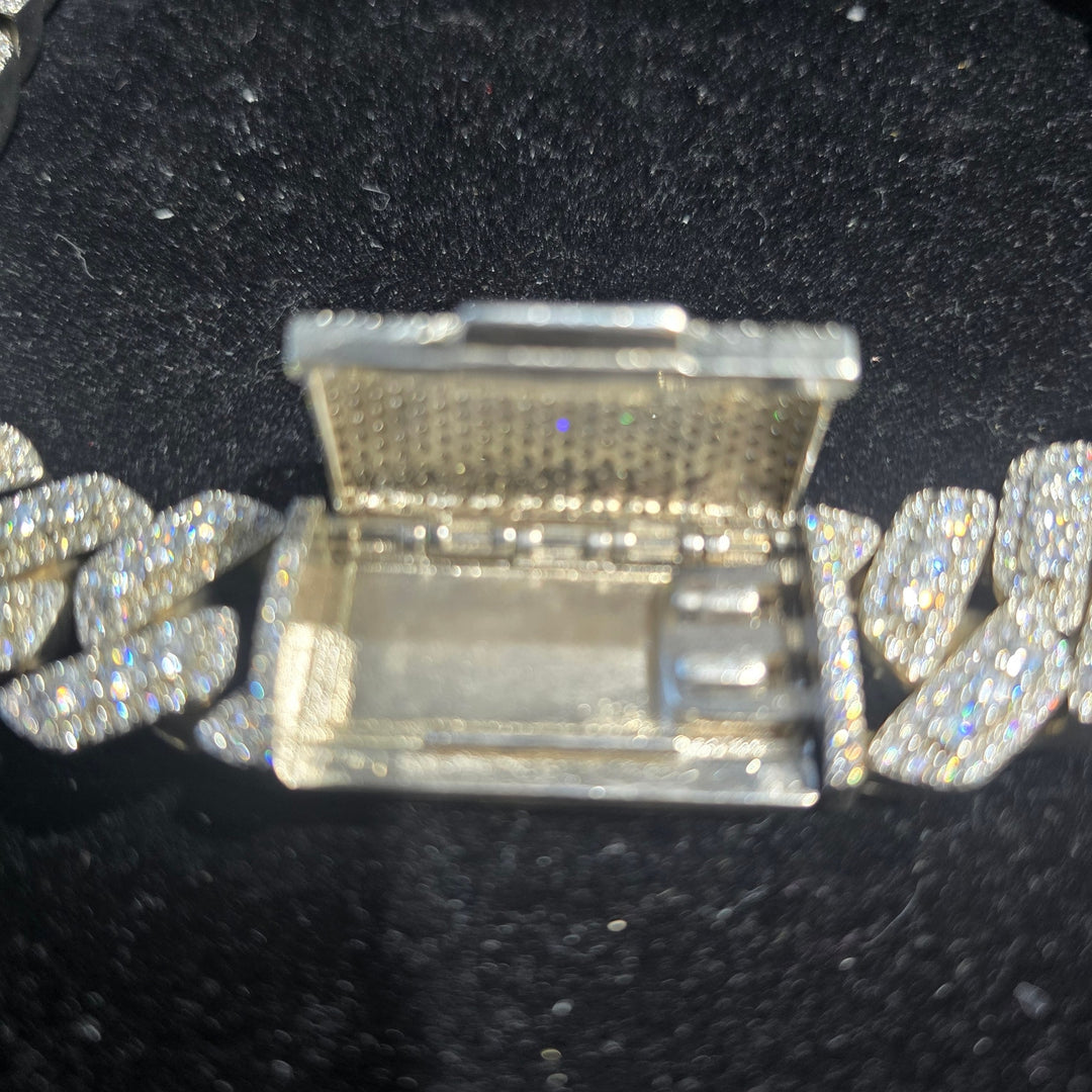 925 Sterling Silver Moissanite Cuban Link Chain 19.5" 16mm 390.9g Handmade