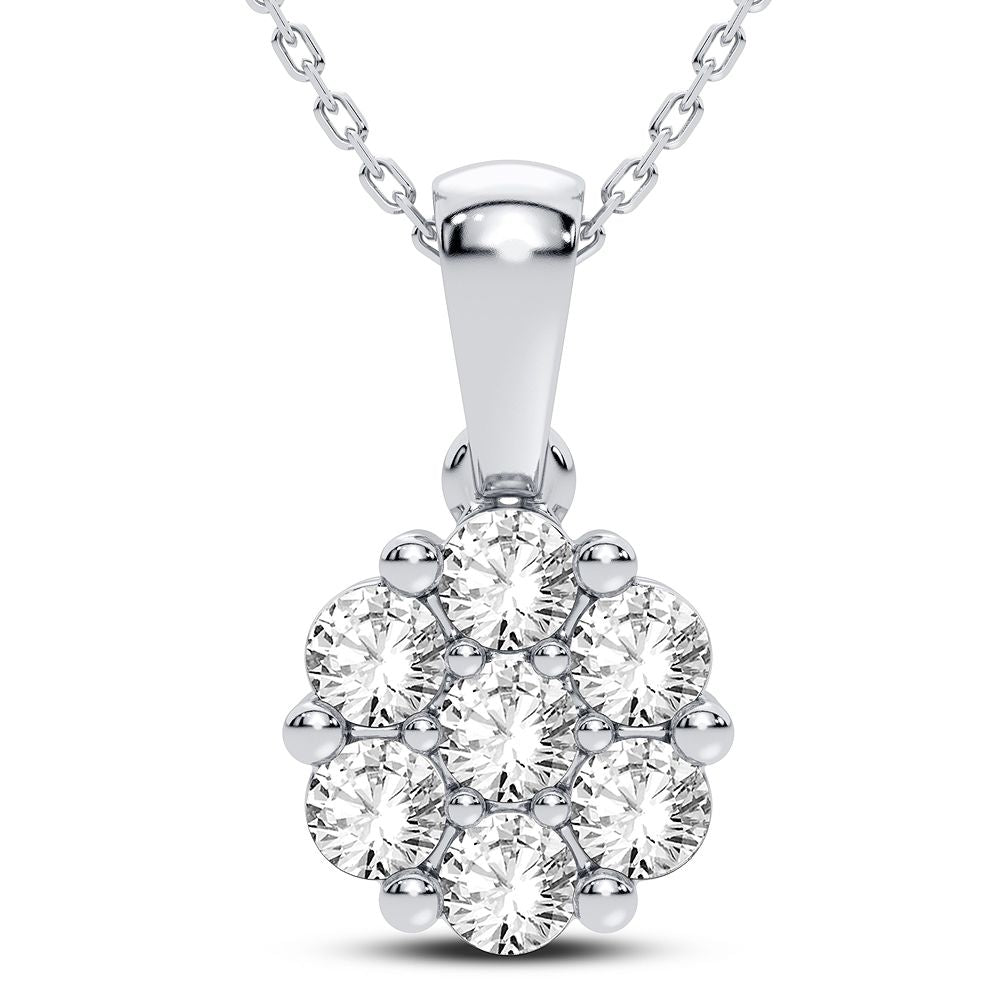 Luminous 14k White Gold 1CT Diamond Pendant for Her