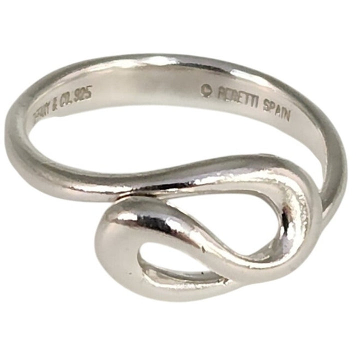 Tiffany & Co. Elsa Peretti Sterling Silver Open Teardrop Snake Ring Size 6.5 With Box And Pouch