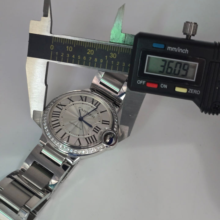 Cartier Ballon Bleu 36mm Automatic Diamond Bezel Steel Watch