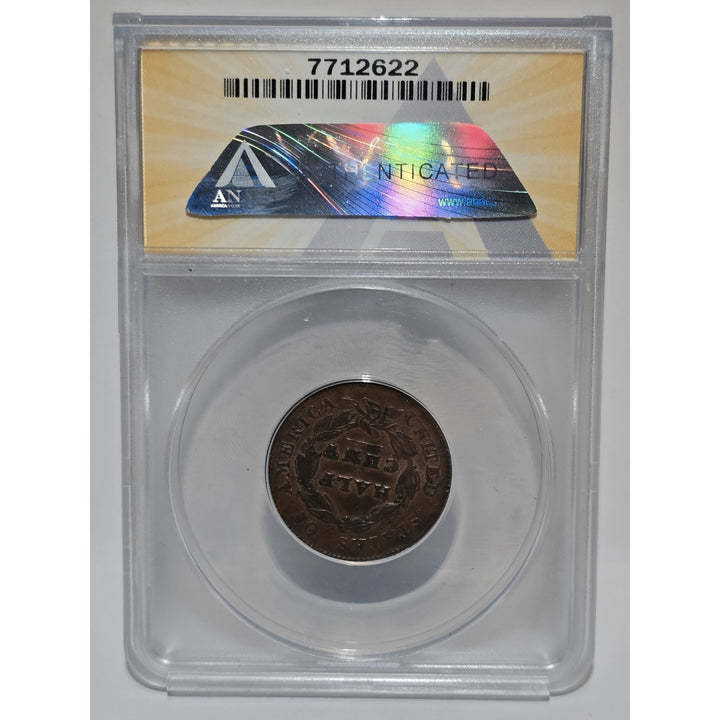 1828 ANACS AU 50 Classic Head 13 Stars Copper Half Cent 1/2C C-3 Scratched