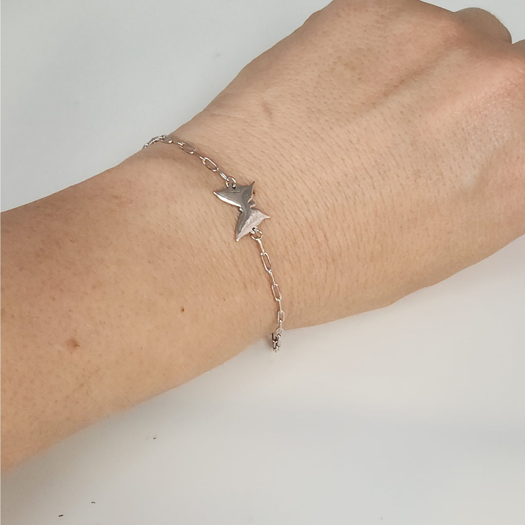 925 Sterling Silver Butterfly Charm Link Bracelet Adjustable Paperclip Chain 8"