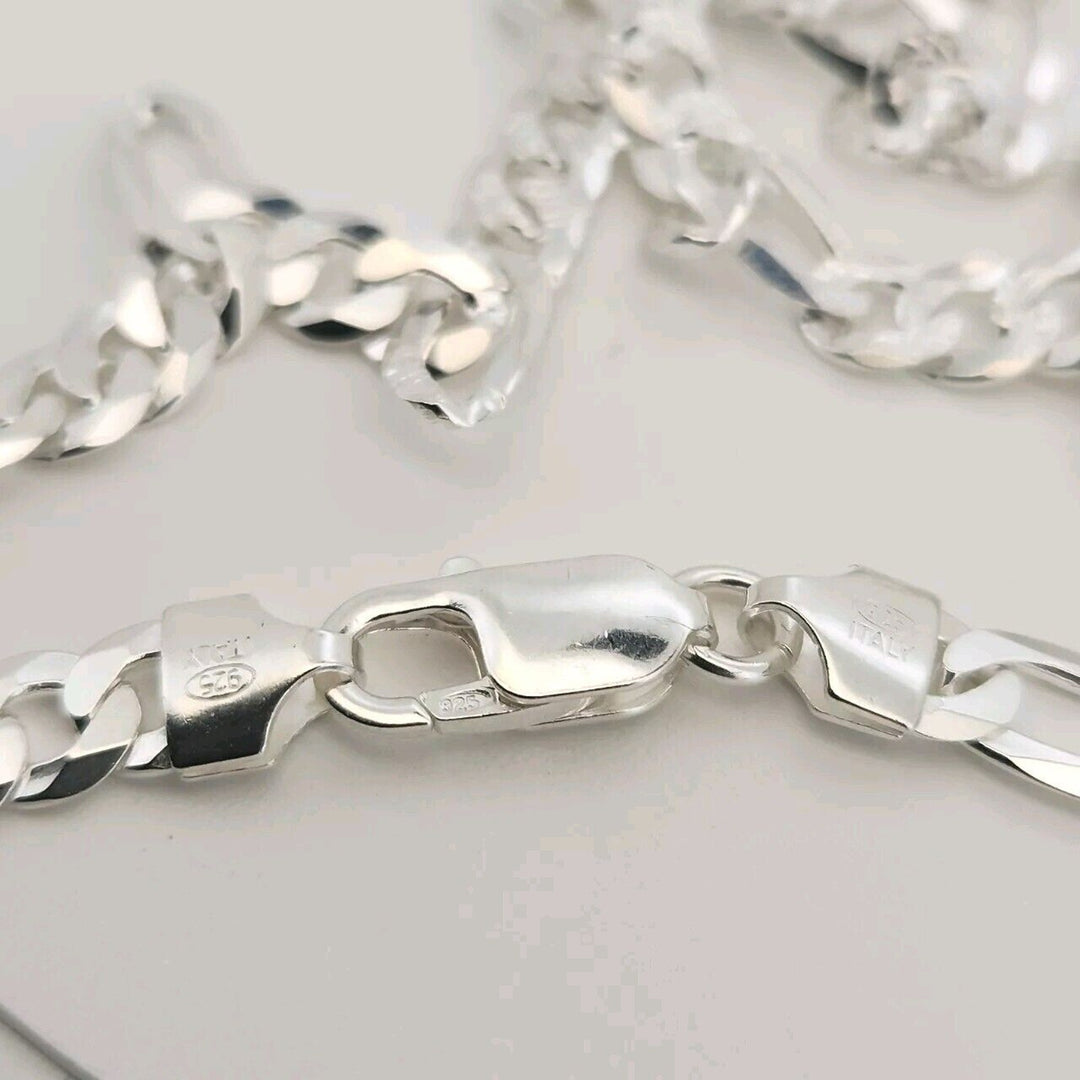 925 sterling silver figaro chain necklace 24" B