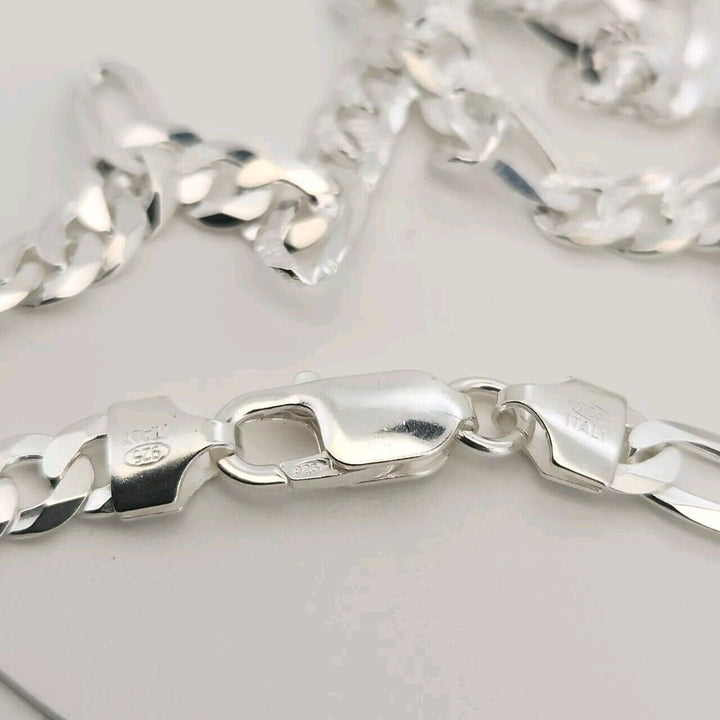 925 sterling silver figaro chain necklace 24" B