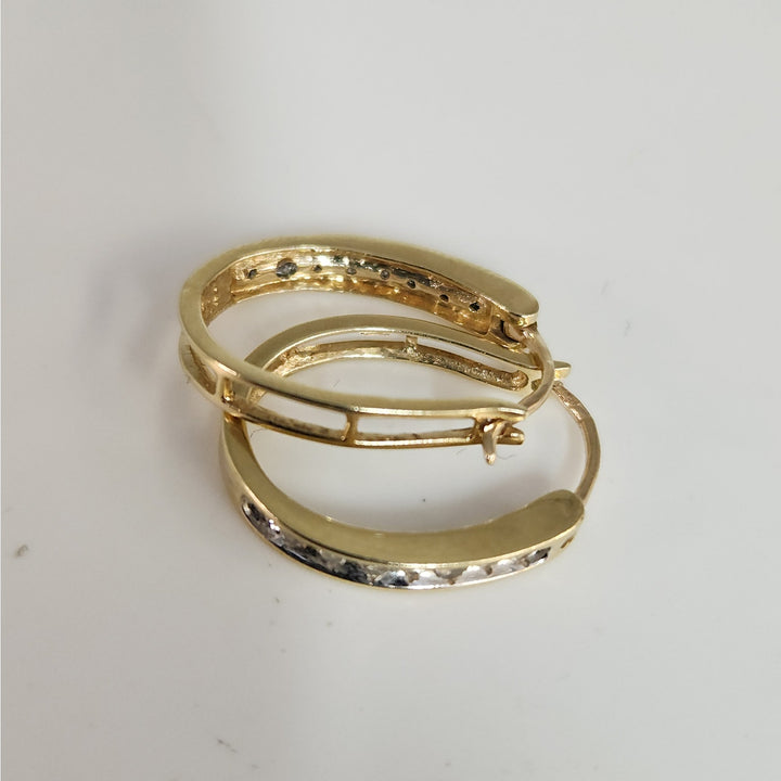 10k Yellow Gold Diamond Hoop Earrings