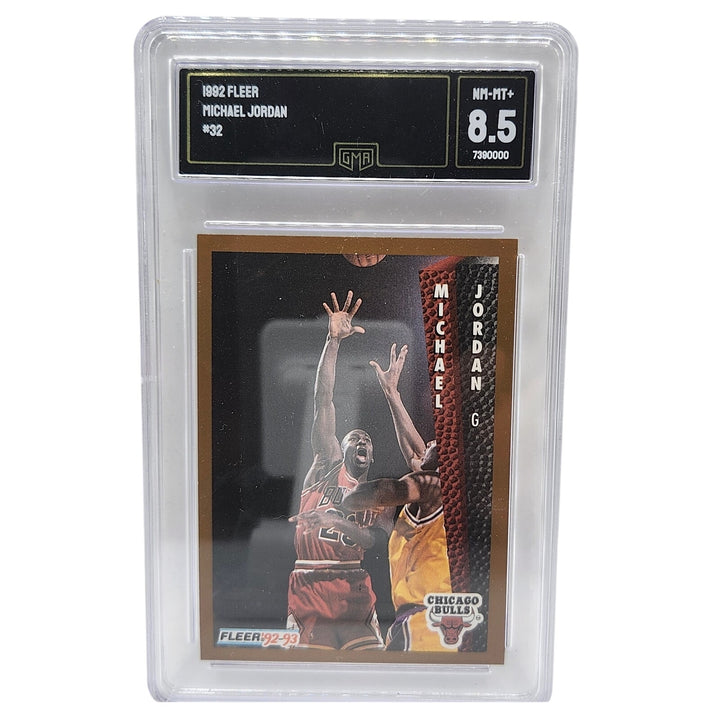 1992-93 Fleer Michael Jordan #32 Chicago Bulls HOF GMA 8.5 NM-MT+ Graded Card