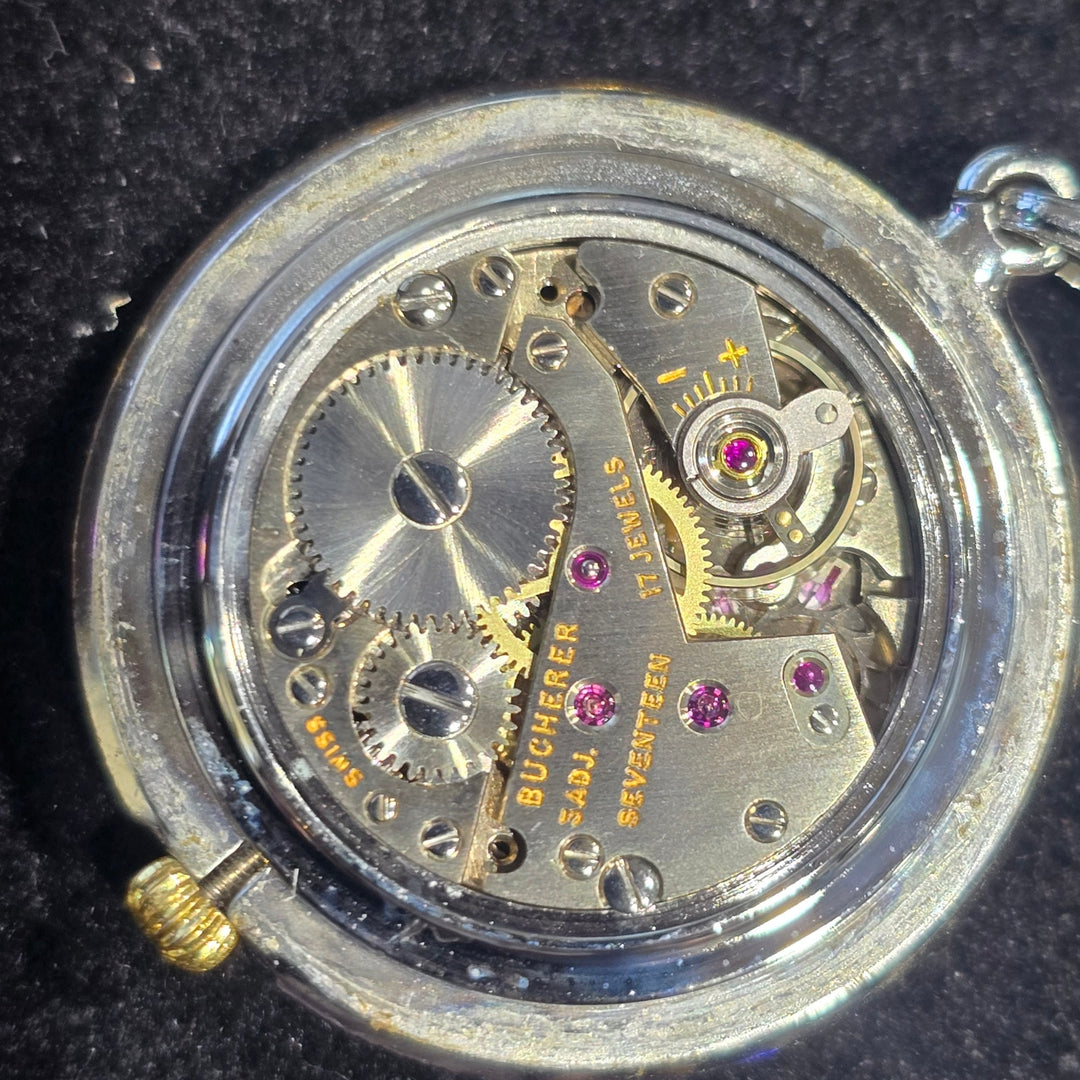 Vintage Bucherer 17 Jewel Swiss Mechanical Pendant w/ Chain