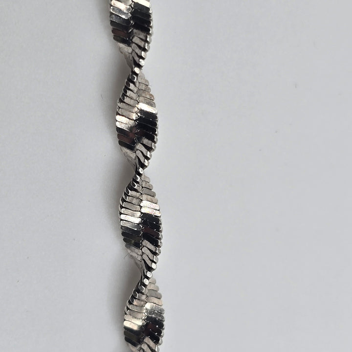 925 Sterling Silver Diamond Cut Twisted Spiral Anklet 9.5" 4.2g