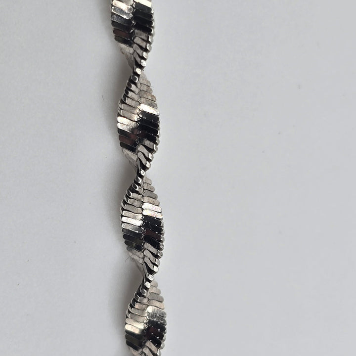 925 Sterling Silver Diamond Cut Twisted Spiral Anklet 9.5" 4.2g
