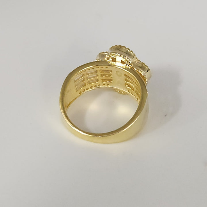 Gold Plated 925 Silver Clover Ring With White Mother Of Pearl Style Stone And...