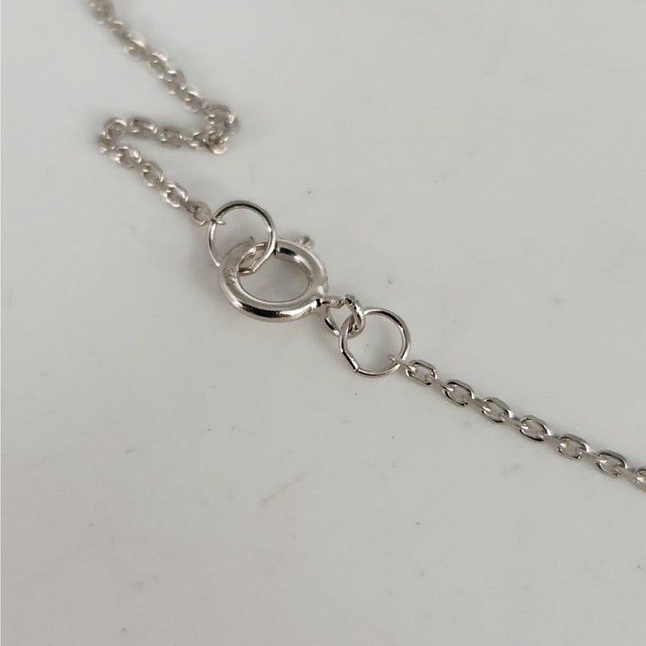 925 Sterling Silver Pink & White Crystal Cross Pendant Necklace 18"