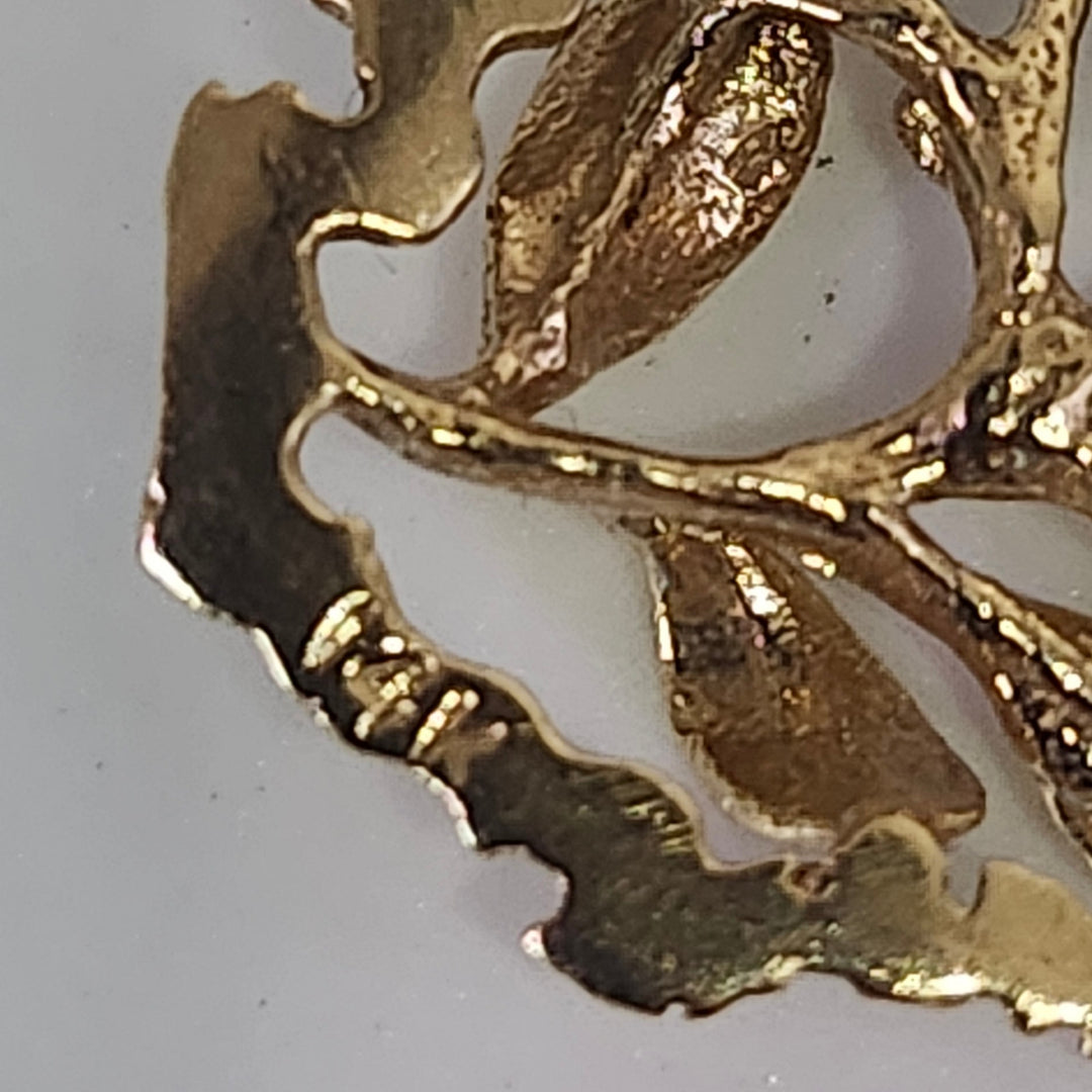Vintage 14K Yellow Gold Mistletoe Branch Openwork Pendant Charm (5g)