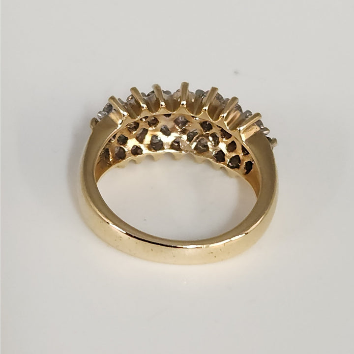 14k Yellow Gold Multi Shape Diamond Statement Ring Size 6.75