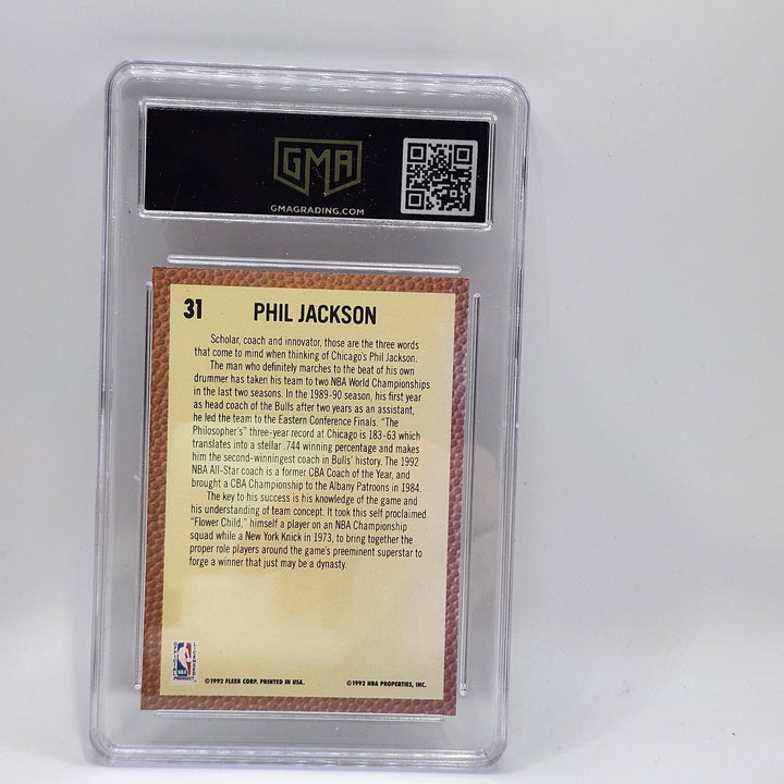 1992 Fleer Phil Jackson Coach #31 GMA 9 MINT Chicago Bulls Basketball Card