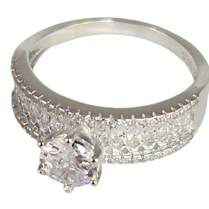 925 Sterling Silver Solitaire wide Band Ring size 9