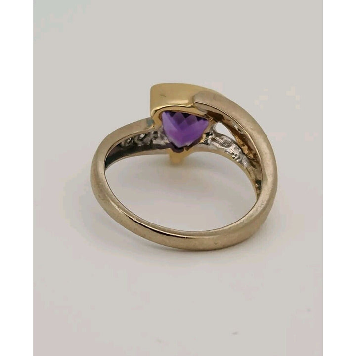 14k Yellow Gold Amethyst Diamond Ring 6.5, 4.5g