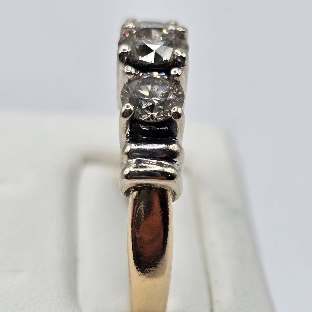 14K Two-Tone Gold 1.49 CTW Natural Diamond Three-Stone Ring 5.9g