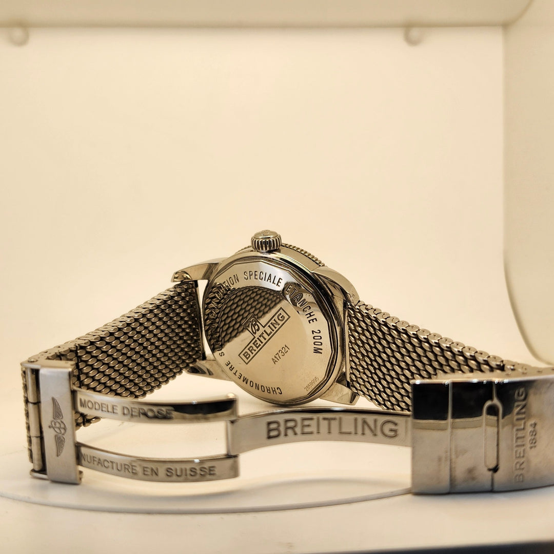 Breitling Superocean Heritage Black Dial Steel Mesh Automatic Watch Ref: A17321