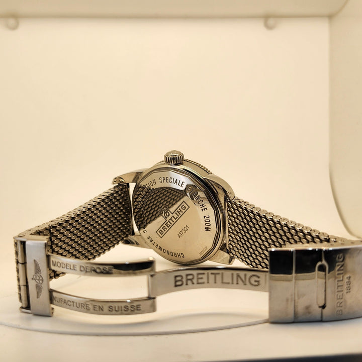 Breitling Superocean Heritage Black Dial Steel Mesh Automatic Watch Ref: A17321