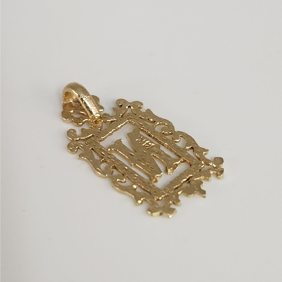 Vintage 14k Yellow Gold Ornate Initial Monogram Pendant
